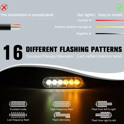Miniatura 5 de DIBMS Luces LED de emergencia estroboscópicas, 8X ámbar blanco 6 LED de advertencia intermitente de emergencia luz de precaución construcción luz