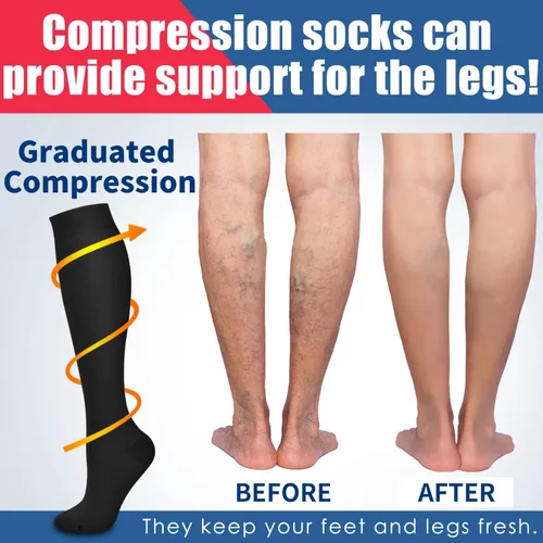 Miniatura 2 de Laite Hebe 4 pares - Calcetines de compresión para mujeres y hombres, circulación - El mejor soporte para enfermeras, correr, atletismo