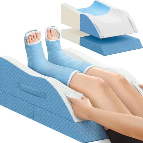 Miniatura 9 de Almohadas de elevación TranquilRelax para piernas después de la cirugía, almohada de espuma viscoelástica ajustable con cuña para piernas para Gris