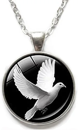 Palomas blancas Colgante chapado en plata Paloma de la paz colgante amante paloma joyería collier lindos collares para parejas amuleto de la suerte