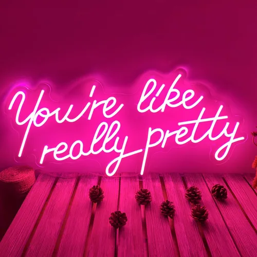 Miniatura 14 de Letrero LED de neón “You are like really pretty” Acrílico transparente Atenuadores Para interiores/cuartos/bar/telón de fondo Rojo