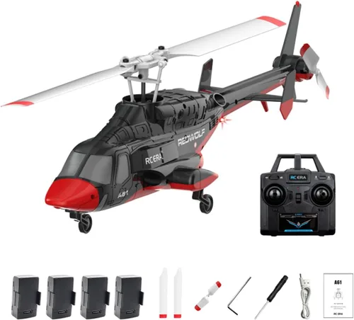 Miniatura 15 de RC ERA A61 Helicóptero RC con despegue/aterrizaje con una tecla, escala 1/52 Air-Wolf Rotor individual 2.4G 4CH Heli Aircraft Altitude Hold, Rojo