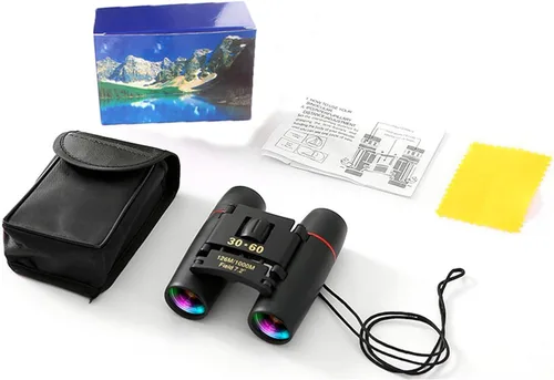 Prismáticos para adultos, mini binoculares de viaje compactos de bolsillo pequeño para observación de aves, conciertos, teatro, ópera, crucero Negro