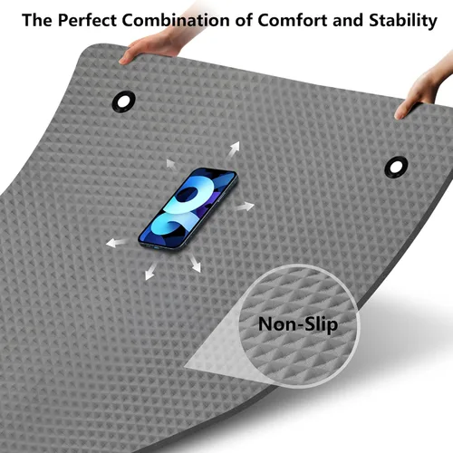 Miniatura 5 de LFS Esterilla de yoga de 72.8" x 31.5" x 2/5 pulgadas de grosor con correa y bolsa, alfombrilla de entrenamiento extra ancha para mujeres y hombres