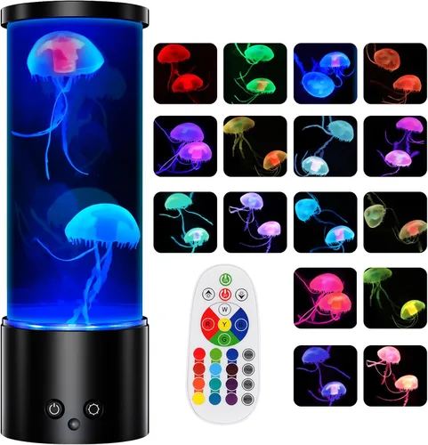AONESY Lámpara de Medusas con Luz en Movimiento, 17 Colores Cambiantes, Tanque de Medusas Gigantes LED Flotantes para Decoración de Habitación de