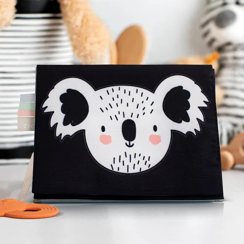 Miniatura 8 de Libro de tiempo de barriga suave con espejo estimulante seguro para bebés - Divertido juguete Montessori en blanco y negro con relleno arrugado y 20