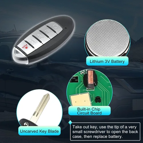 Miniatura 4 de X AUTOHAUX 2 unids 434MHz KR5TXN4 reemplazo inteligente de proximidad inserto de entrada sin llave remoto llavero para Nissan Rogue 2019 2020 2021 5