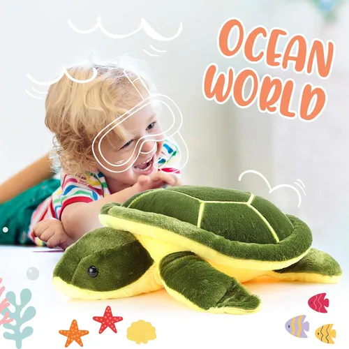 Miniatura 5 de Civaner Animales de peluche grandes de tortuga marina verde, juguetes de felpa suave y gigante, almohada corporal de tortuga oceánica, muñeca