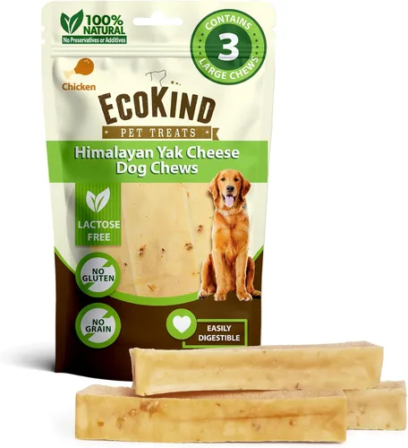 EcoKind Masticables Premium de Queso de Yak Dorado del Himalaya para Perros, Golosinas para Perros de Raza Grande, Totalmente Natural, Masticable de