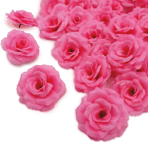 Miniatura 13 de 20 cabezas de rosas artificiales, flores artificiales a granel para manualidades, cabeza de flor de seda de rosa falsa de 3 pulgadas para Plata
