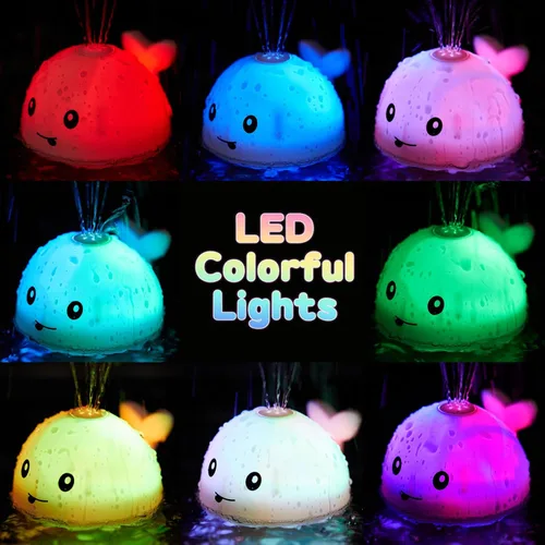 Miniatura 2 de Gigilli - Juguetes de baño de ballena iluminada para niños, juguetes de piscina, juguete de espray de agua para niños pequeños de 1 a 5 años, 6 a 18