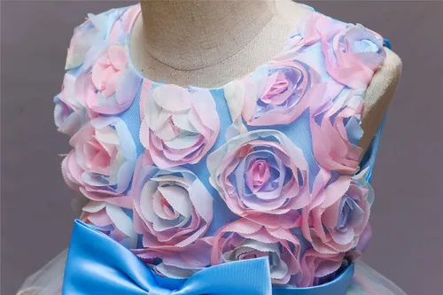 Miniatura 3 de NNJXD Vestido de niña de las flores para niños con volantes vestidos de novia de fiesta de encaje