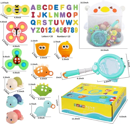 Miniatura 8 de LZZAPJ Juguetes de baño para bebés de 1 a 3 años, juguete de bañera para niños con 36 letras y números de espuma para el baño, juegos de pesca