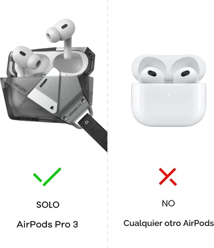 Miniatura 2 de Aulumu A39 Estuche geométrico para AirPods Pro 3 con cerradura Funda protectora con hebilla de nylon Armadura de aleación Compatible