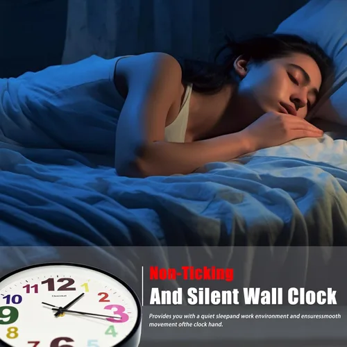 Miniatura 6 de Reloj de pared, 10 pulgadas, multicolor, silencioso, sin tictac, funciona con pilas, relojes de pared modernos para dormitorio, sala de estar