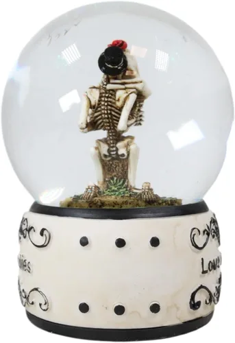 Miniatura 5 de Ebros Gift Day of the Dead Love Never Dies Bride and Groom - Esqueletos franceses de besos arrodillados por cementerio Globo de agua con purpurina