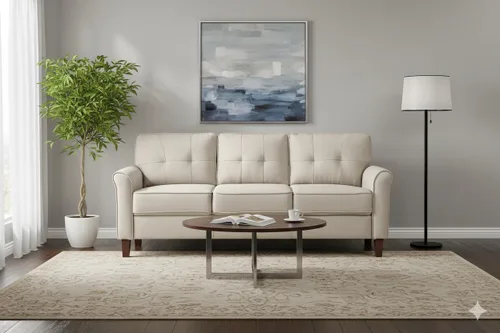 Miniatura 21 de Container Furniture Direct Kouchouk - Muebles de sala de estar de terciopelo cómodos de tres plazas, sofá moderno de mediados de siglo, sofá biplaza
