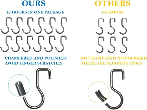 Miniatura 3 de YIIYIIN Soporte magnético para cuchillos de 18 pulgadas para montaje en pared, tiras magnéticas para cuchillos con 12 ganchos, acero inoxidable 304