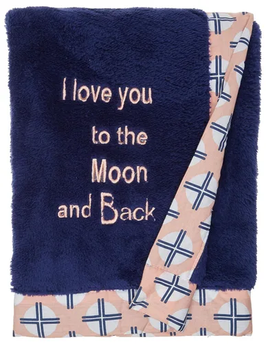 Miniatura 4 de bacati – Tribal/Azteca Felpa bordado 30 x 40 inches Manta de bebé Love You To The Moon & Back Coral/Azul marino)
