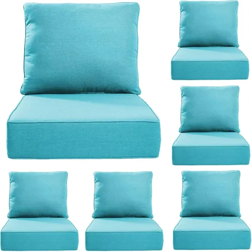 Miniatura 36 de Rilyson Cojines de patio para muebles de exterior, 22 x 24 pulgadas, respaldo alto y asiento profundo, cojín de exterior para sillas de patio, sofá