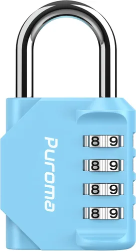 Miniatura 11 de Puroma Paquete de 2 Candado de Combinación para Casillero de 4 Dígitos al Aire Libre Impermeable para Escuela, Gimnasio, Deportes, Cerca, Caja