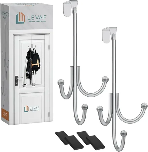 Miniatura 8 de Paquete de 2 ganchos para colgar sobre la puerta, con 3 cabezales para colgar y almohadillas de ajuste cómodo, 2 ganchos resistentes para colgar
