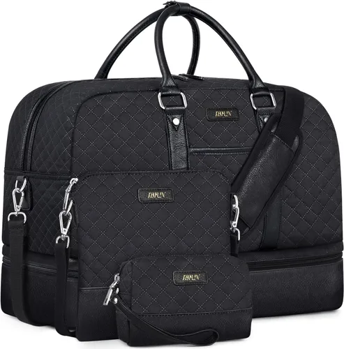 Miniatura 143 de IBFUN Bolsas de fin de semana para mujer, bolsa grande de lona para viaje, bolsa de viaje con compartimento para zapatos, 21 pulgadas, juego de 3
