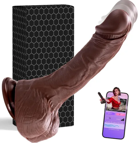 Consolador Vibrador de Empuje Realista Juguetes Sexuales para Mujeres, Nuevos Consoladores Retorcidos Pene Negro con Ventosa, 5 Vibraciones y 3