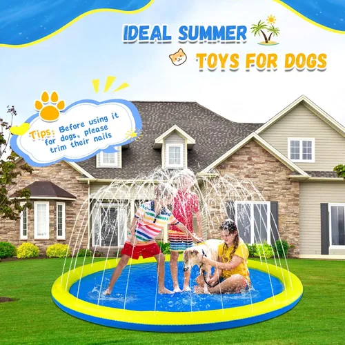 Miniatura 5 de Rociador antideslizante extra grande de 107 pulgadas para niños y perros, piscina para perros para niños, juguetes para exteriores para niños de 3 a