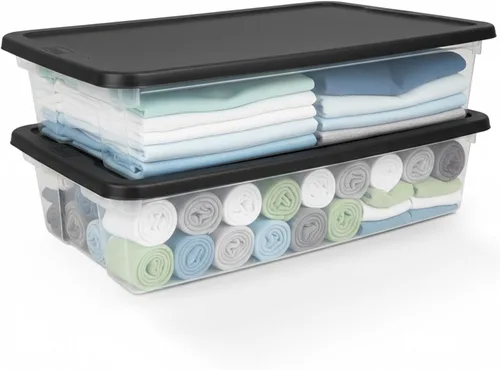 Miniatura 18 de HOMZ - Paquete de 10 contenedores Snaplock, pequeños organizadores de plástico transparentes con tapas, 6 cuartos de galón, azul - Cajas Tapa azul