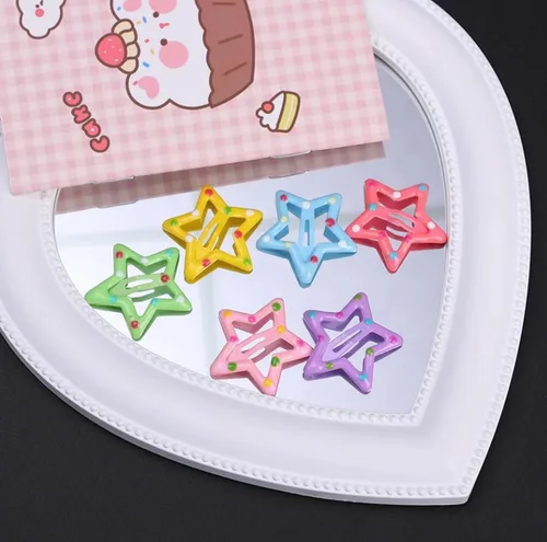 Miniatura 3 de Pinzas para el cabello Y2K de estrellas coloridas para niñas/niños, bonitos pasadores de pelo de estrella, clip de metal a presión, accesorios