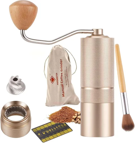 Miniatura 13 de Popsweet C38 - Molinillo de café manual con rebabas exteriores cónicas de acero inoxidable desmontables, molienda de granos de café de 400 libras