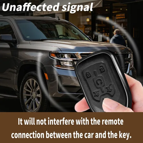 Miniatura 3 de Funda de cuero para llavero de automóvil Suburban Tahoe 2015 2016 2017 2018 2019 2020 Tahoe Suburban Yukon Smart Remote Key Shell (J-Negro)