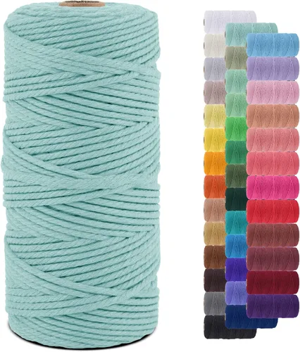 Miniatura 9 de Cuerda de macramé de 0.079 in para 219 yardas, cuerda de algodón natural para manualidades, hilo de cuerda de macramé de colores para colgar