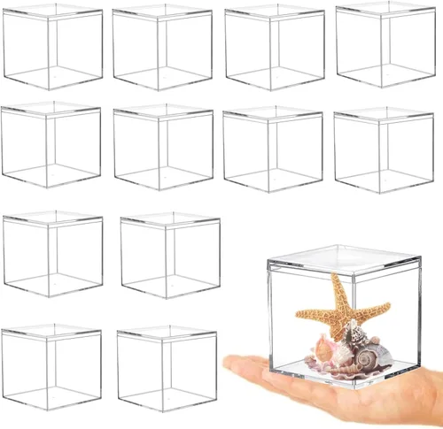 Miniatura 21 de KissYou Caja de acrílico para caramelos, cajas de exhibición transparentes con tapa de plástico pequeño, cubo cuadrado de plástico, caja