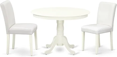 Miniatura 16 de East West Furniture HLAB5-MAH-18 - Juego de mesa y sillas de cocina de 5 piezas, incluye una mesa de comedor redonda con pedestal y 4 sillas
