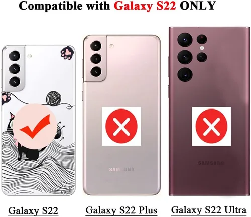 Miniatura 9 de Unov Funda para Galaxy S22 transparente con diseño de TPU suave absorción de impactos, patrón delgado en relieve, cubierta trasera protectora