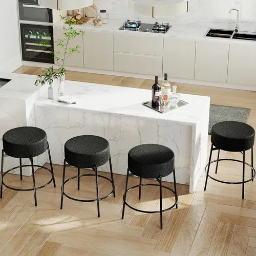 Miniatura 4 de SoarFlash - Juego de 2 taburetes de bar modernos giratorios, taburetes de barra de 24" Sherpa con asiento giratorio de altura de mostrador