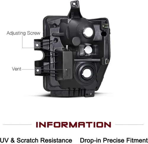 Miniatura 3 de JSBOYAT Juego de focos delanteros de repuesto con bombillas para Ford F250 F350 F450 F550 Super Duty 2008-2010. Carcasa negra con reflector