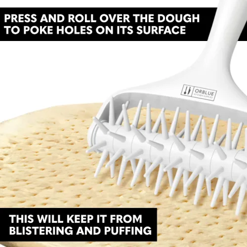 Miniatura 2 de Orblue Soporte para masa de pizza, rodillo para masa con espinas, herramienta de acoplamiento de pizza para cocina doméstica y comercial - Gris