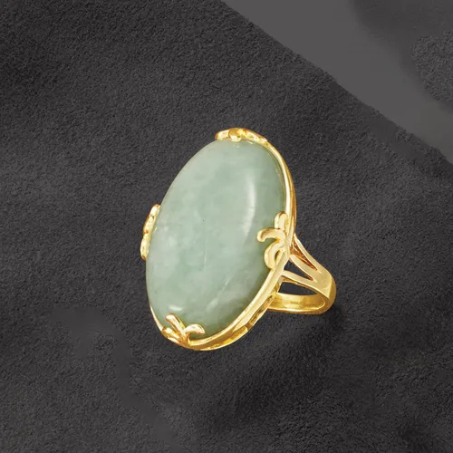 Miniatura 8 de Ross-Simons Anillo de jade en oro de 18 quilates sobre plata esterlina