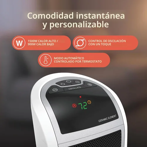 Miniatura 5 de Lasko 5165 - Calentador de torre de cerámica digital oscilante para el hogar con protección contra sobrecalentamiento, temporizador y control