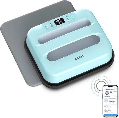 Miniatura 9 de AST&T Máquina de prensa térmica de 12 x 10 pulgadas, portátil y fácil de prensar para camisetas, almohadas, bolsas de mano y más, color blanco