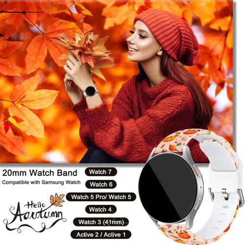 Miniatura 7 de 20mm Banda de reloj para festividades de Navidad, Halloween y Acción de Gracias Compatible con Samsung Galaxy Watch 7/6/5/4 de 40 mm, 44 mm/Watch 6