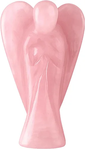 Estatua de ángel de cuarzo rosa, hermoso ángel de la guarda de 2 pulgadas, ángel de cristal natural, dijes de ángel tallados a mano para protección,