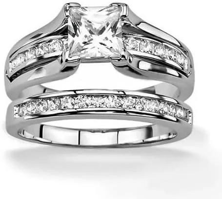 Miniatura 2 de His and Hers conjunto de anillos de boda de acero inoxidable y anillo de bodas infinito