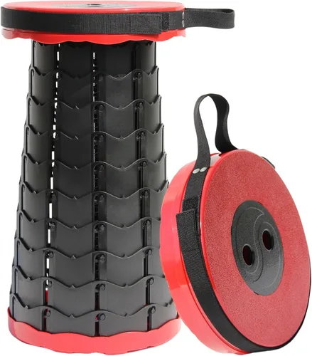 Miniatura 13 de ALEVMOOM Taburete plegable de nailon mejorado con peso máximo de 500 libras, portátil, retráctil, plegable, telescópico, para adultos, silla