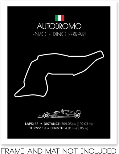 Miniatura 2 de Custom Car Posters Póster hecho a mano compatible con Autodromo Enzo e Dino Ferrari (Imola, Italia), póster de pista de carreras diseñado