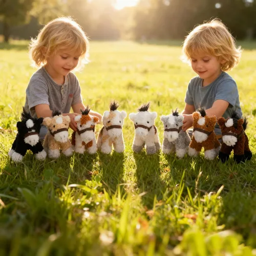 Miniatura 4 de HollyHOME 8 piezas de caballos de peluche, caballos mini de peluche a granel, caballos de peluche para fiestas temáticas de animales, cumpleaños
