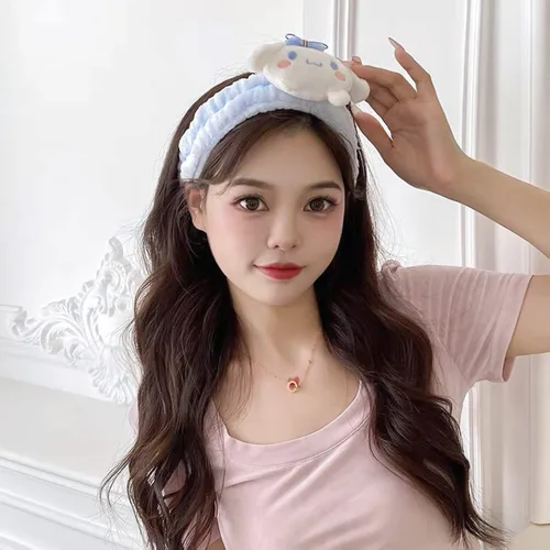 Miniatura 3 de Diadema Kawaii Spa para lavar la cara, maquillaje, fiesta, diadema azul suave para mujeres y niñas